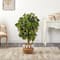 4ft. Schefflera Artificial Tree in Boho Chic Handmade Natural Cotton Woven Planter with Tassels (Real Touch)